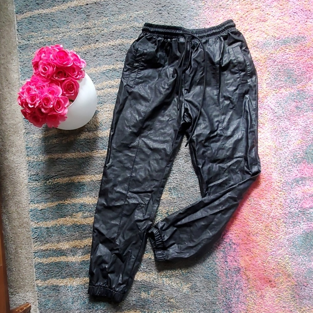 Faux leather joggers